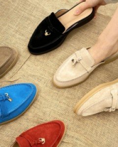 양가죽 스웨이드 로로 뮬 단화