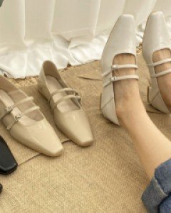 투버클 메리제인 발레리나 플랫 구두