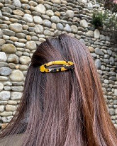 [프랑스핀] 호피무늬 똑딱핀 헤어핀