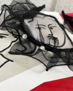 블랙 레이스 진주장식 제니 헤어밴드 머리띠