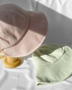 파스텔 컬러 니트 와이어 챙 벨크로 버킷햇 벙거지