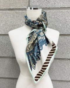 실크 100% 화려한 페이즐리 무늬 스카프