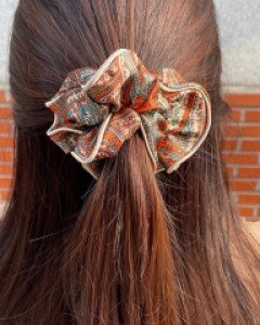 고급 에트 페이즐리무늬 곱창밴드 머리끈 스크런치 4color