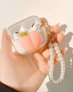 핑크 복숭아 진주 스트랩 에어팟1 에어팟2 에어팟프로 케이스