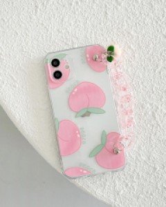 아이폰7 아이폰8 아이폰x 아이폰11 아이폰12 빅 복숭아 투명 스트랩 케이스