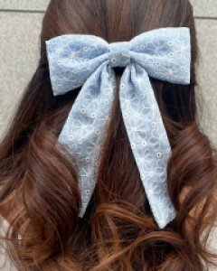 꽃 패턴 레이스 리본 머리핀 자동핀