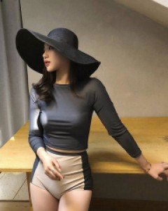 긴팔 배색 래쉬가드 하이웨스트 팬츠 비키니