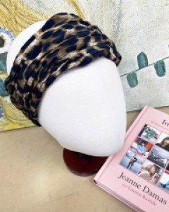 호피무늬 주름 헤어터번 헤어밴드