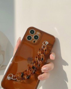 아이폰7 아이폰8 아이폰x 아이폰11 아이폰12 투명 브라운 호피 체인 스트랩 케이스