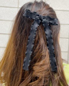 주름 리본 롱 리본 집게핀 머리핀