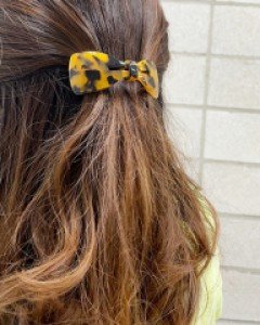 [프랑스핀] 마블 호피 통통 리본 자동핀 헤어핀