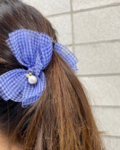 쉬폰 체크무늬 바나나핀