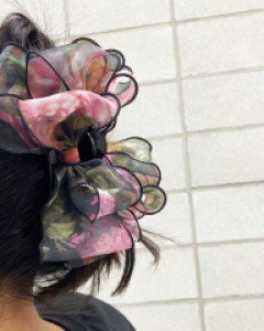 왕 리본 쉬폰 오간자 서효림 이봉련 플라워 집게핀 올림머리 머리핀 3color