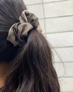 고급 테두리 장식 코듀로이 스크런치 곱창밴드 머리끈