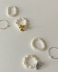 레이어드 진주 세트 반지 링