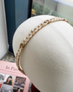 호피 화이트마블 체인 머리띠 헤어밴드