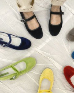 벨벳 메리제인 플랫 구두