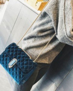 벨벳 큐빅 퀼팅 크로스백