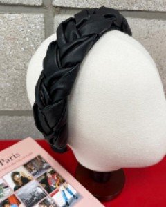 꽈배기 꼬임 가죽 넓은 머리띠 헤어밴드