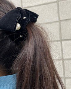 진주 콕콕 벨벳 리본 곱창밴드 머리끈