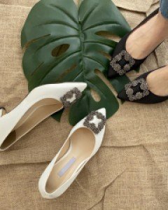 5cm 웨딩룩 큐빅장식 마놀로 플랫구두 성수동제작