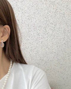 투명 유리 원터치 귀걸이