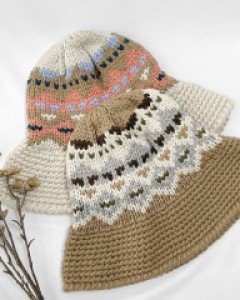 자카드무늬 동백이 공효진 니트모자 버킷햇