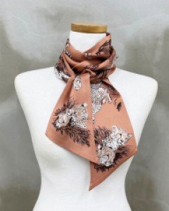 100% 실크 호랑이 타이거 롱 스카프 트윌리 양면