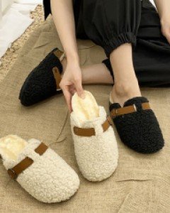 뽀글 버클장식 안감 퍼 버컨 슬리퍼