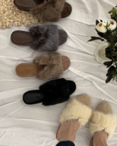 3cm 미들굽 밍크 슬링백 샌들