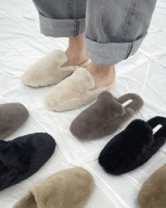 겨울 퍼 슬리퍼 슬링백