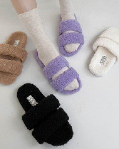 컬러 뽀글이 안감 퍼 슬리퍼