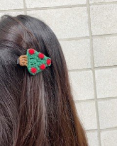 니트 크리스마스 산타 집게핀 헤어핀