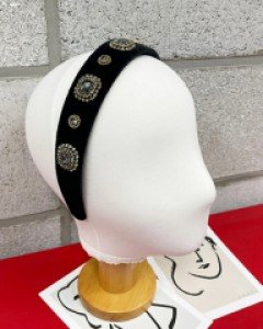 블랙 시크 큐빅 벨벳 아이유 헤어밴드 머리띠