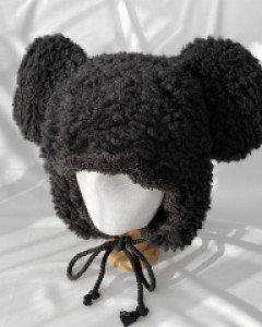 큐티 곰돌 양털 귀달이 털모자