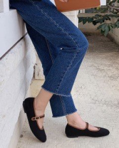 모직 리얼 소가죽 메리제인 플랫