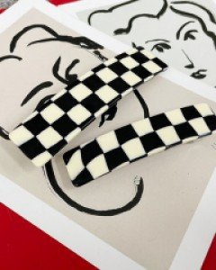 [프랑스핀] 체커보드 스퀘어 머리핀 헤어핀