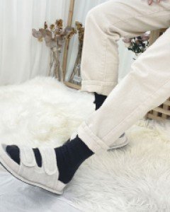 벨벳 찍찍이 슬리퍼 겨울 샌들