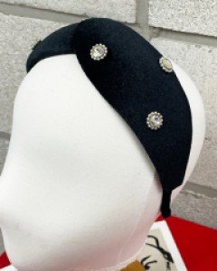 볼륨 벨벳 진주 큐빅 장식 김나영 머리띠 헤어밴드