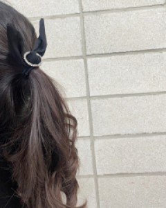 써클 큐빅 와이어 벨벳 리본 머리끈