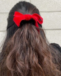 자체제작 레드 리본 벨벳 로제 머리끈 리본끈