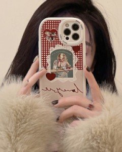 아이폰12 아이폰13 체크 둥근 실리콘 케이스