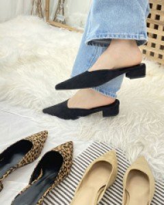 스웨이드 호피 슬링백 블로퍼