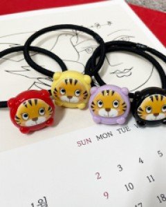 아즈나브르 컬러 호랑이 고무줄 머리끈 헤어끈