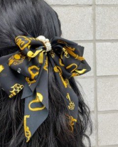 스카프 진주 장식 리본 머리핀 헤어핀