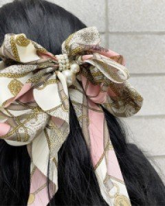 스카프 진주 장식 명품 리본 머리핀 헤어핀