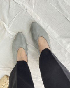 펄 주름 플랫 구두