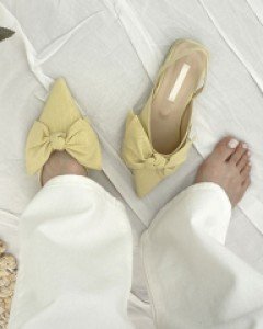 왕리본 슬링백 플랫