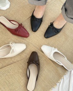 둥근 리본 뮬 슬링백