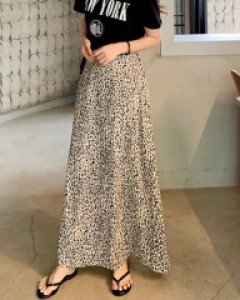 레오파드 호피 스커트 롱 디자인